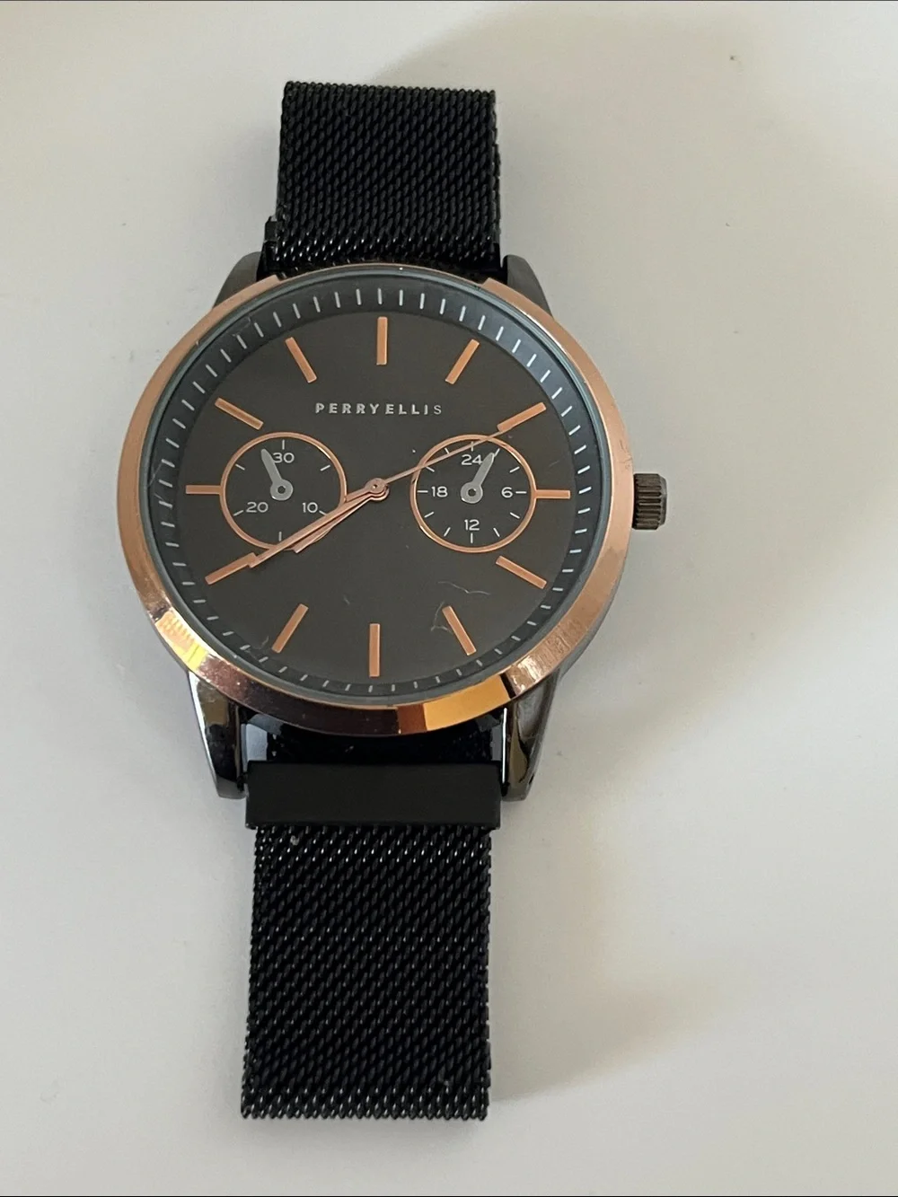 Perry Ellis Black Watch with Rose Gold Trim